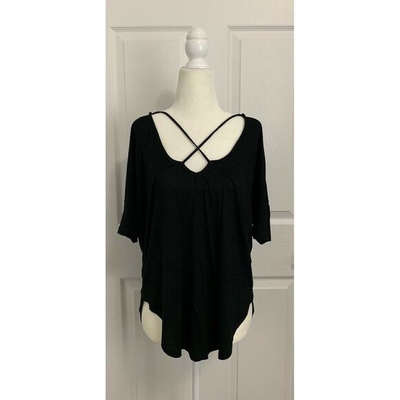 Lush Tops - Lush Super Soft Lace Back Black Tee Shirt Sz XS